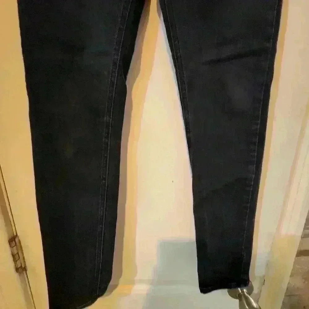 37. Ripped Stretch Black  skinny denim jeans with raw hem  by just black size 27 - Picture 4 of 8